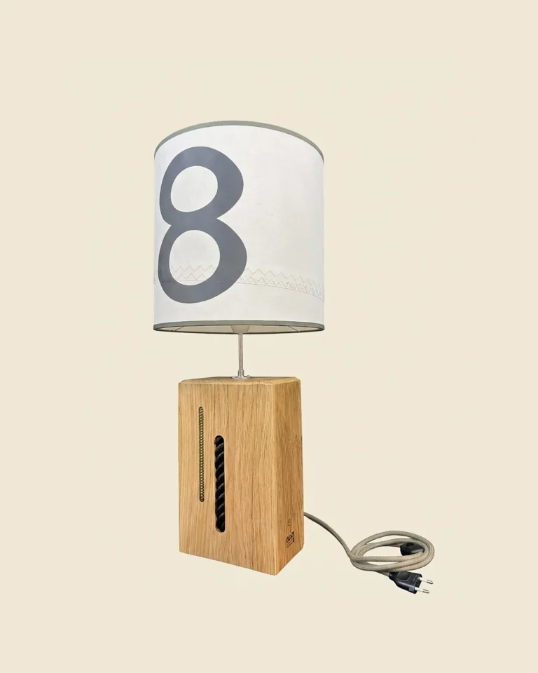 Lampe Babord en voile de bateau recyclée colorée OÈST Ateliers Landes