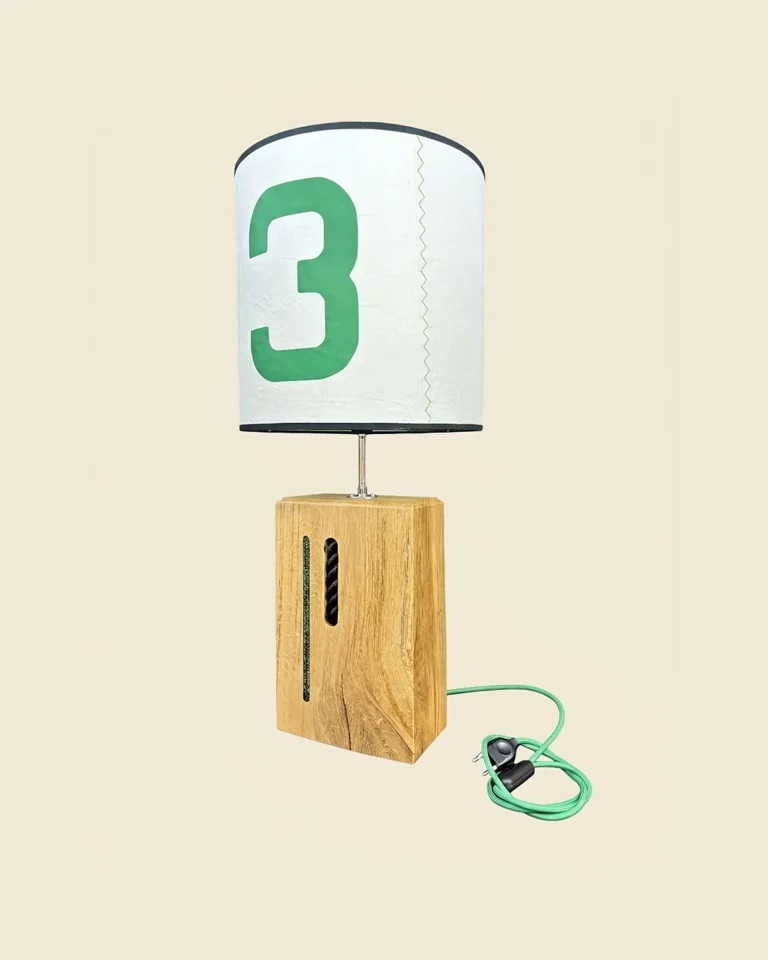 Lampe Babord en voile de bateau recyclée colorée OÈST Ateliers Landes